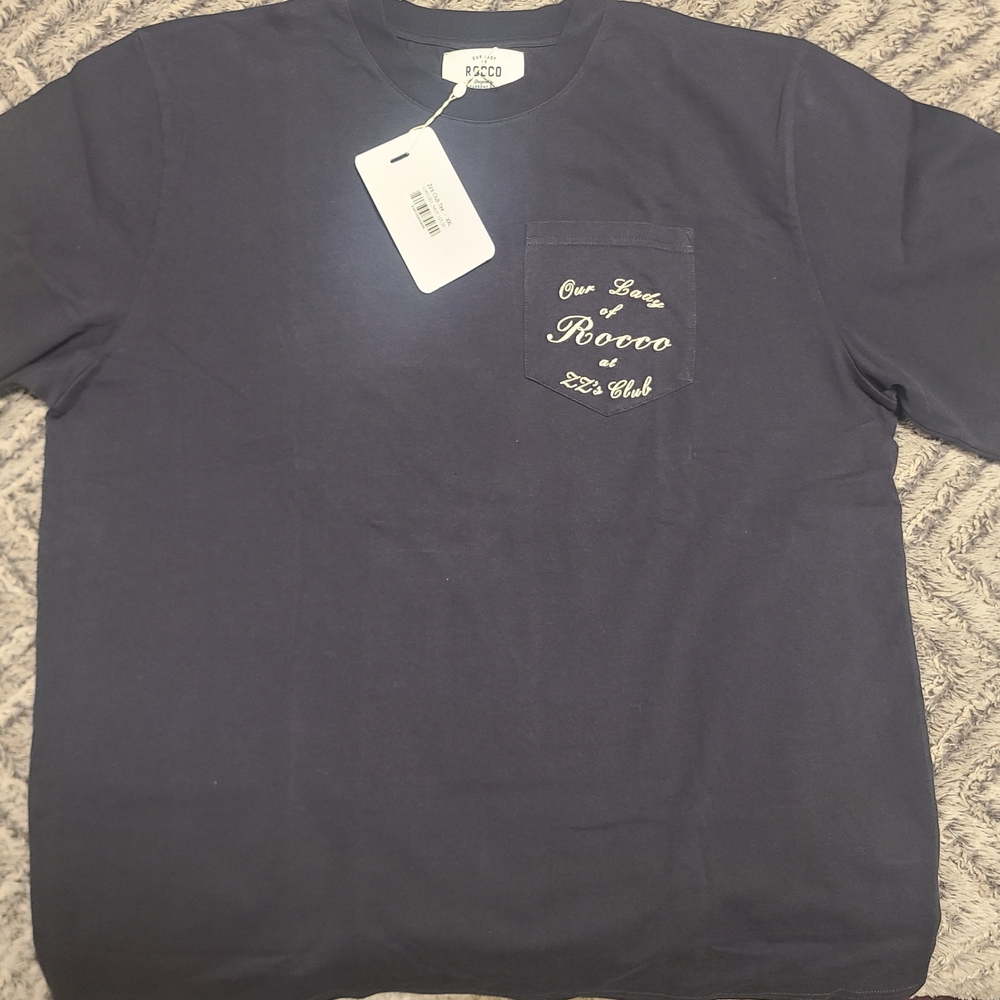 Blue Short Sleeve Tee Classic Crewneck Cotton Blend
